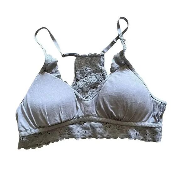 Mae Blue Embroidered Lace Paded Sporty Intimates Bralette Sport Bra SZ M - Picture 4 of 9